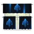 Blue Ace Card Print 3 Piece Kitchen Curtains