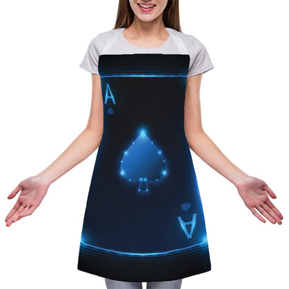 Blue Ace Card Print Adjustable Apron