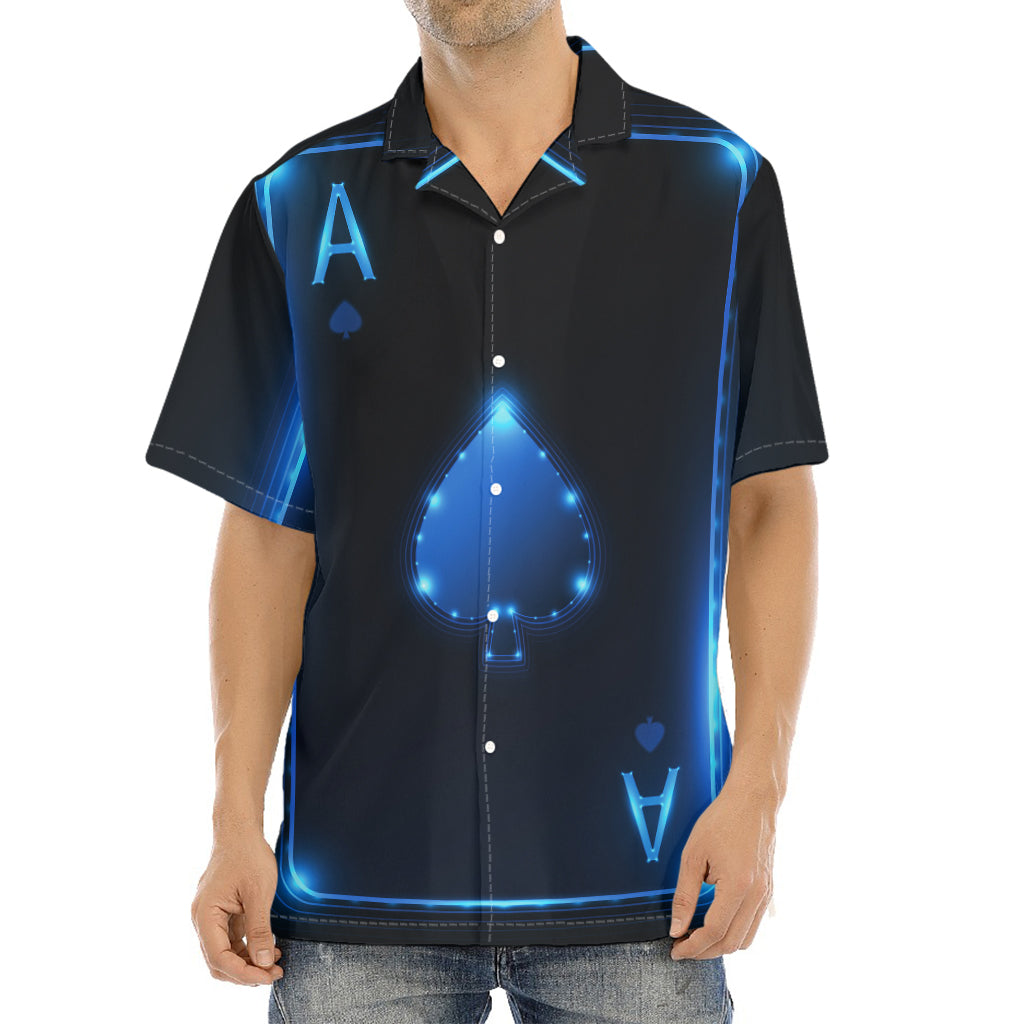 Blue Ace Card Print Aloha Shirt