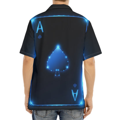 Blue Ace Card Print Aloha Shirt