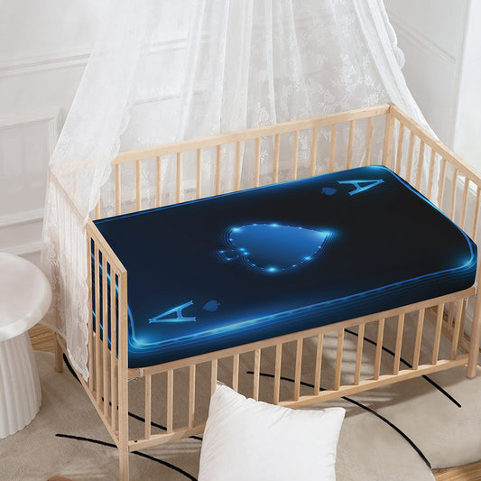 Blue Ace Card Print Baby Crib Sheet