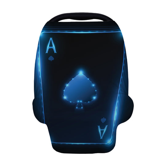 Blue Ace Card Print Baby Seat Cover