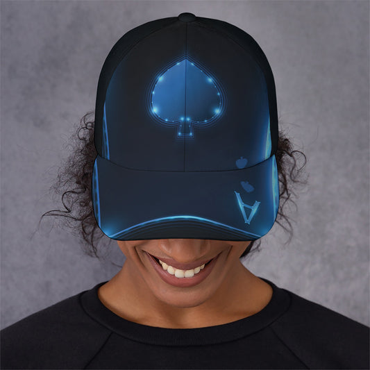 Blue Ace Card Print Baseball Cap