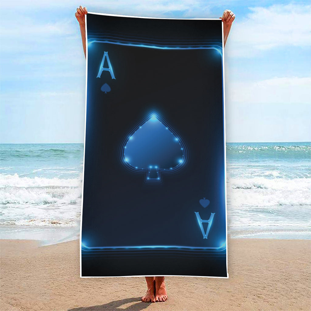 Blue Ace Card Print Beach Towel