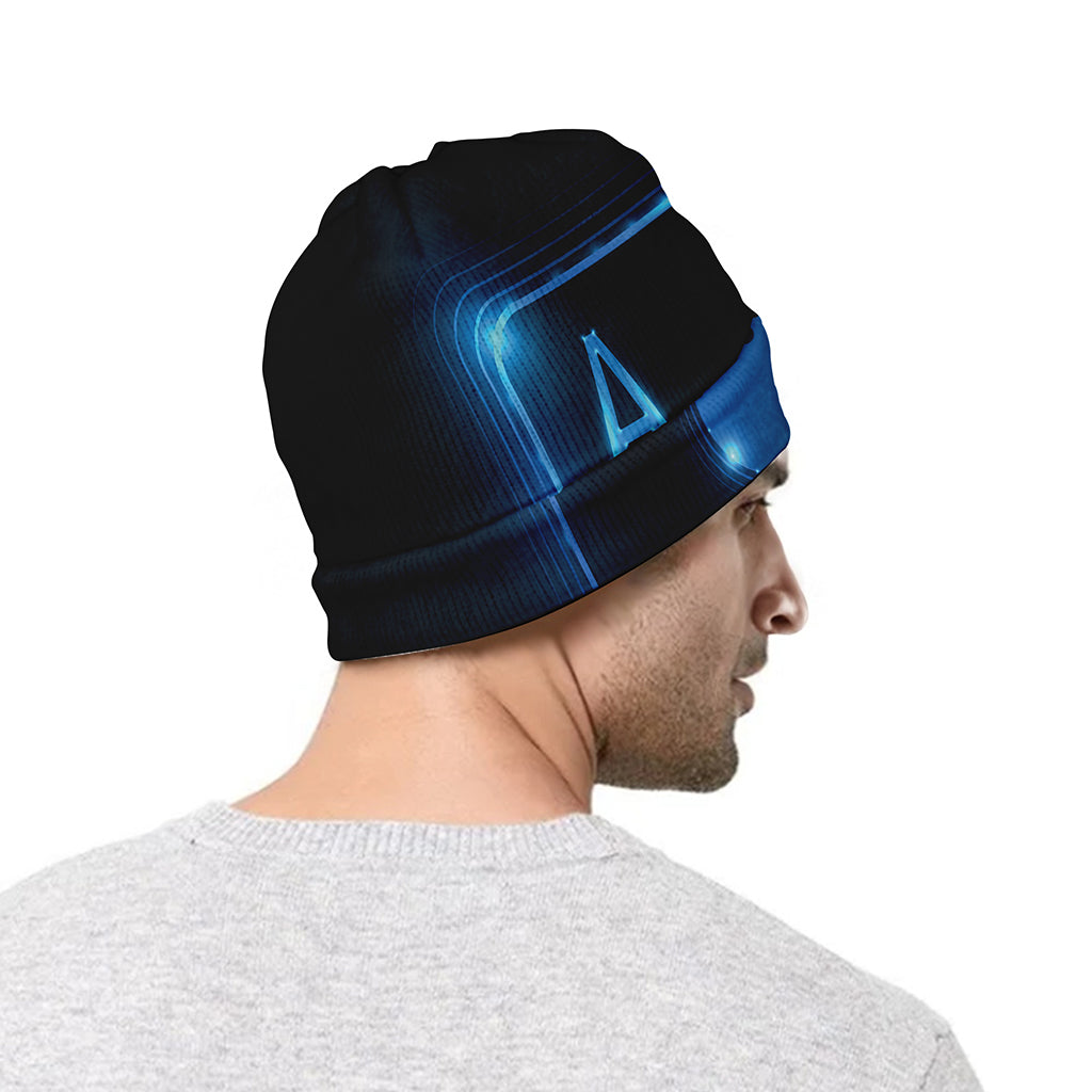 Blue Ace Card Print Beanie
