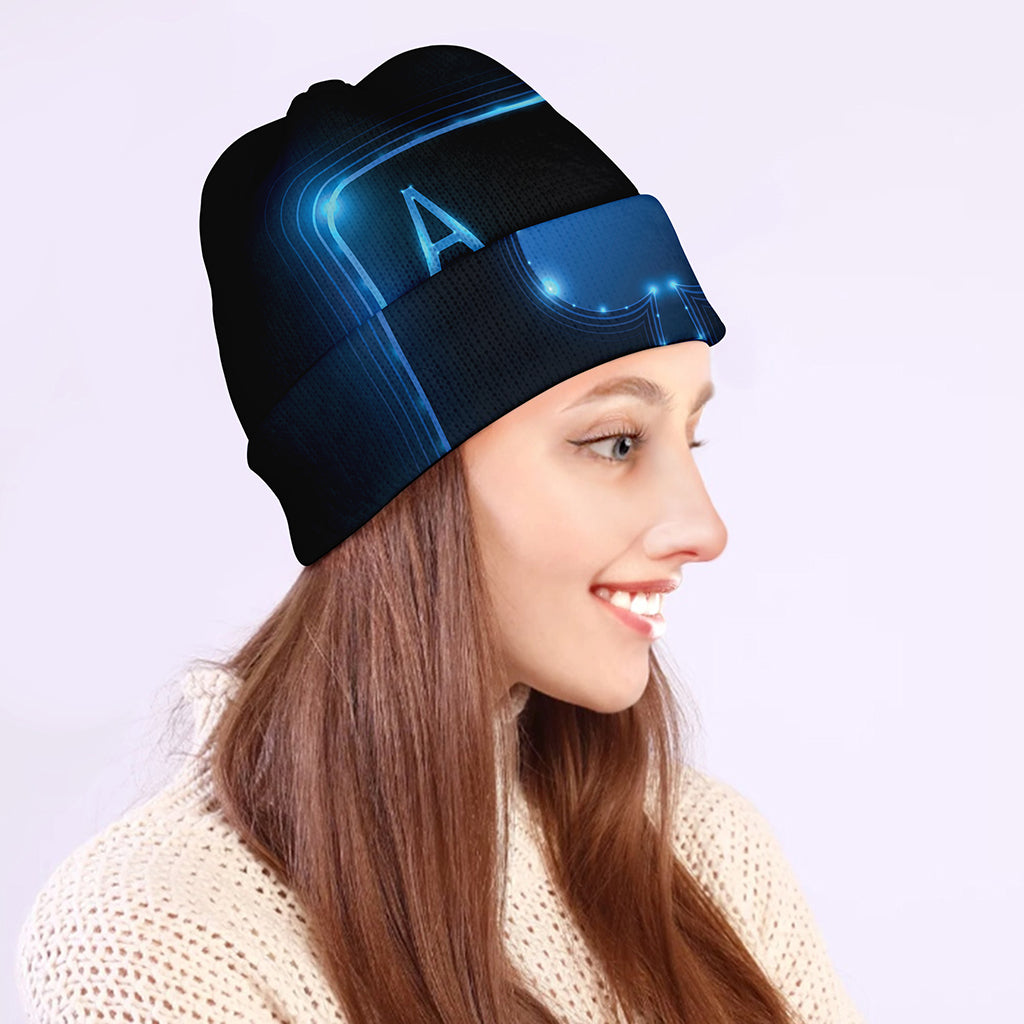Blue Ace Card Print Beanie