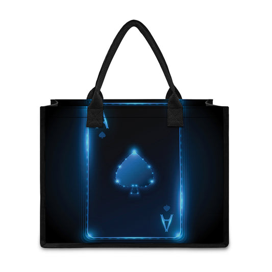 Blue Ace Card Print Canvas Tote Bag