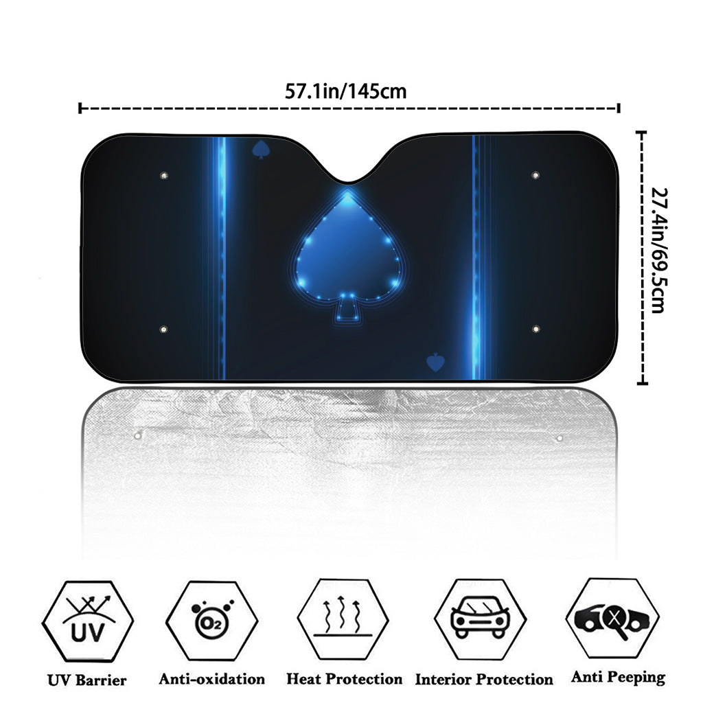 Blue Ace Card Print Car Windshield Sun Shade