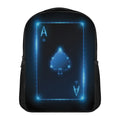 Blue Ace Card Print Casual Backpack
