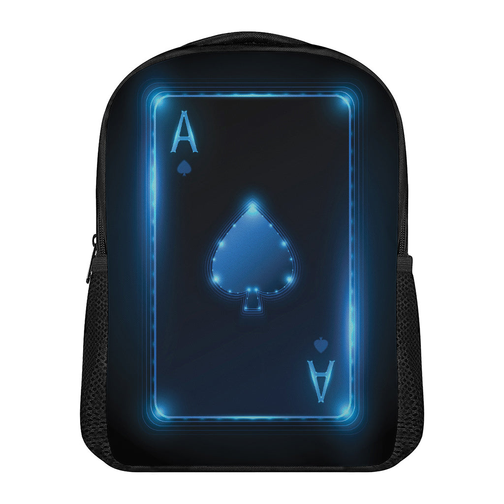Blue Ace Card Print Casual Backpack