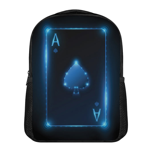 Blue Ace Card Print Casual Backpack