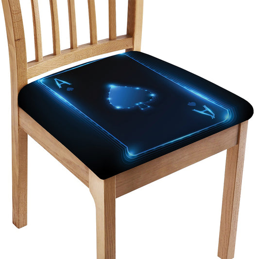 Blue Ace Card Print Chair Cushion Cover