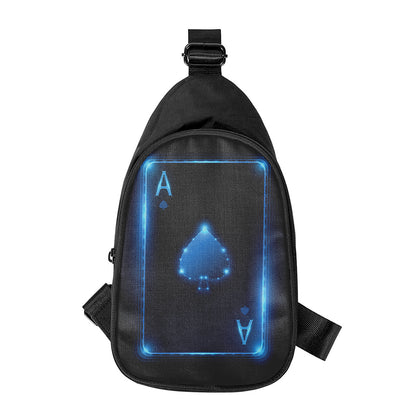 Blue Ace Card Print Chest Bag