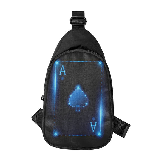Blue Ace Card Print Chest Bag