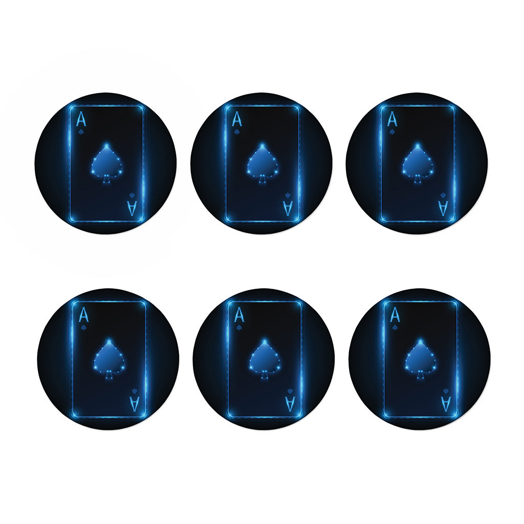 Blue Ace Card Print Coaster Set