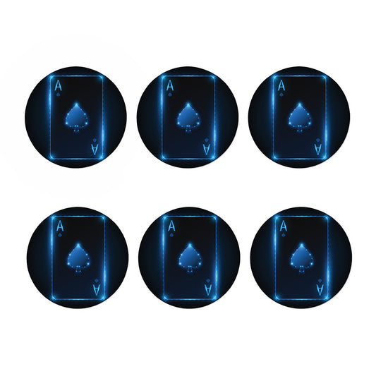 Blue Ace Card Print Coaster Set