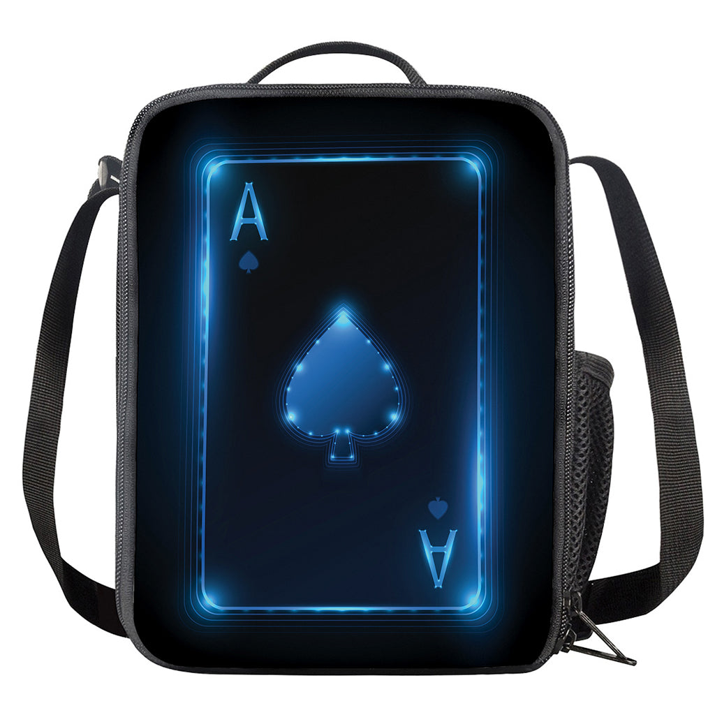 Blue Ace Card Print Crossbody Lunch Bag