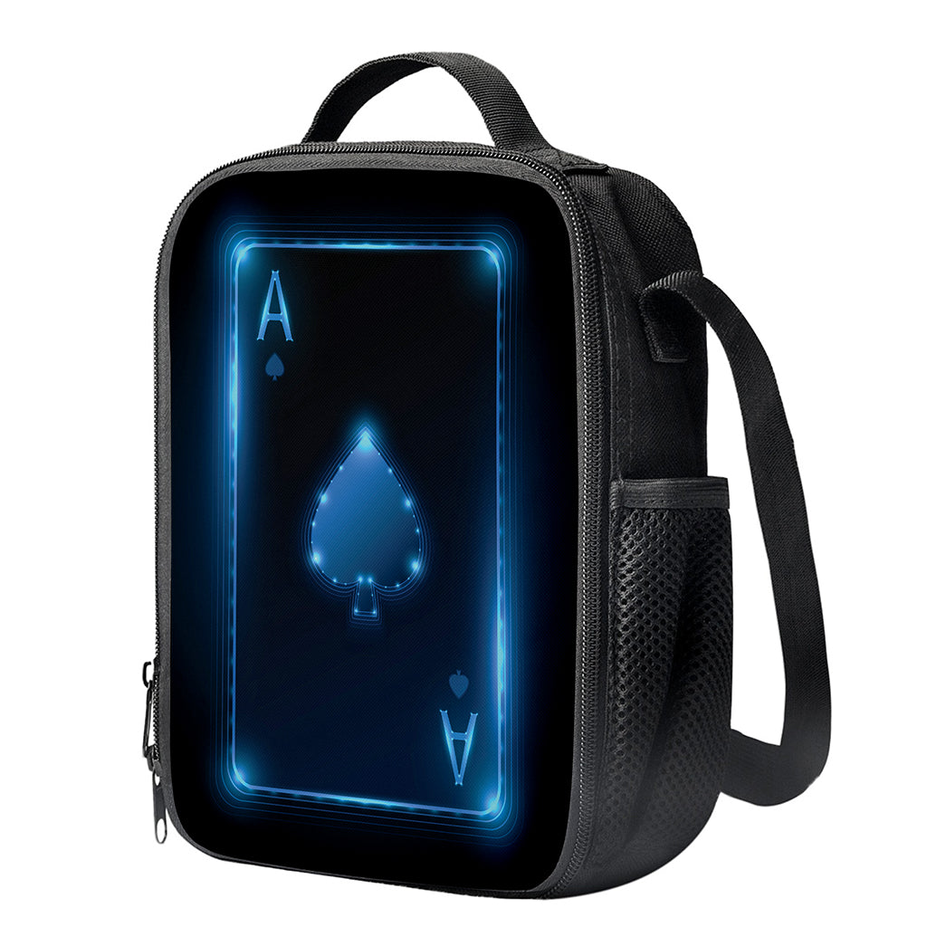 Blue Ace Card Print Crossbody Lunch Bag