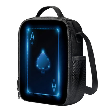 Blue Ace Card Print Crossbody Lunch Bag