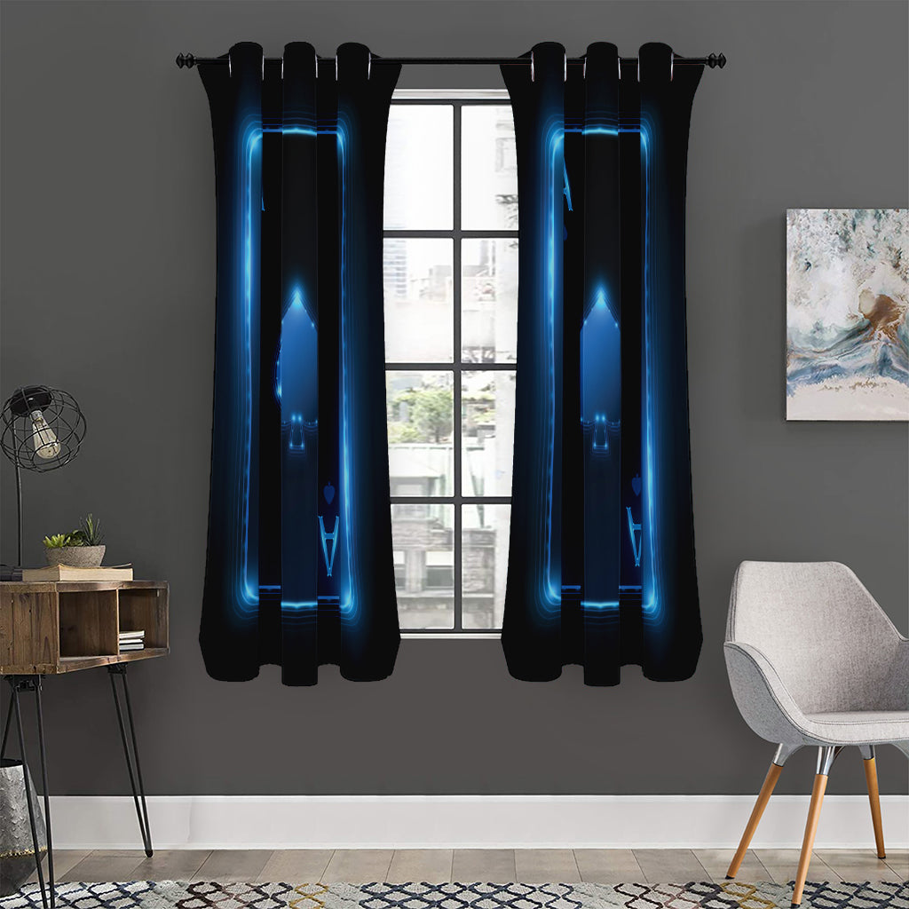 Blue Ace Card Print Curtain