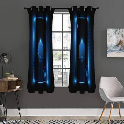 Blue Ace Card Print Curtain