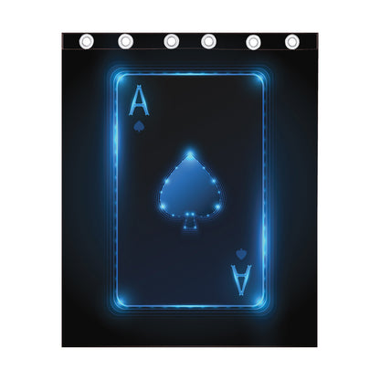 Blue Ace Card Print Curtain
