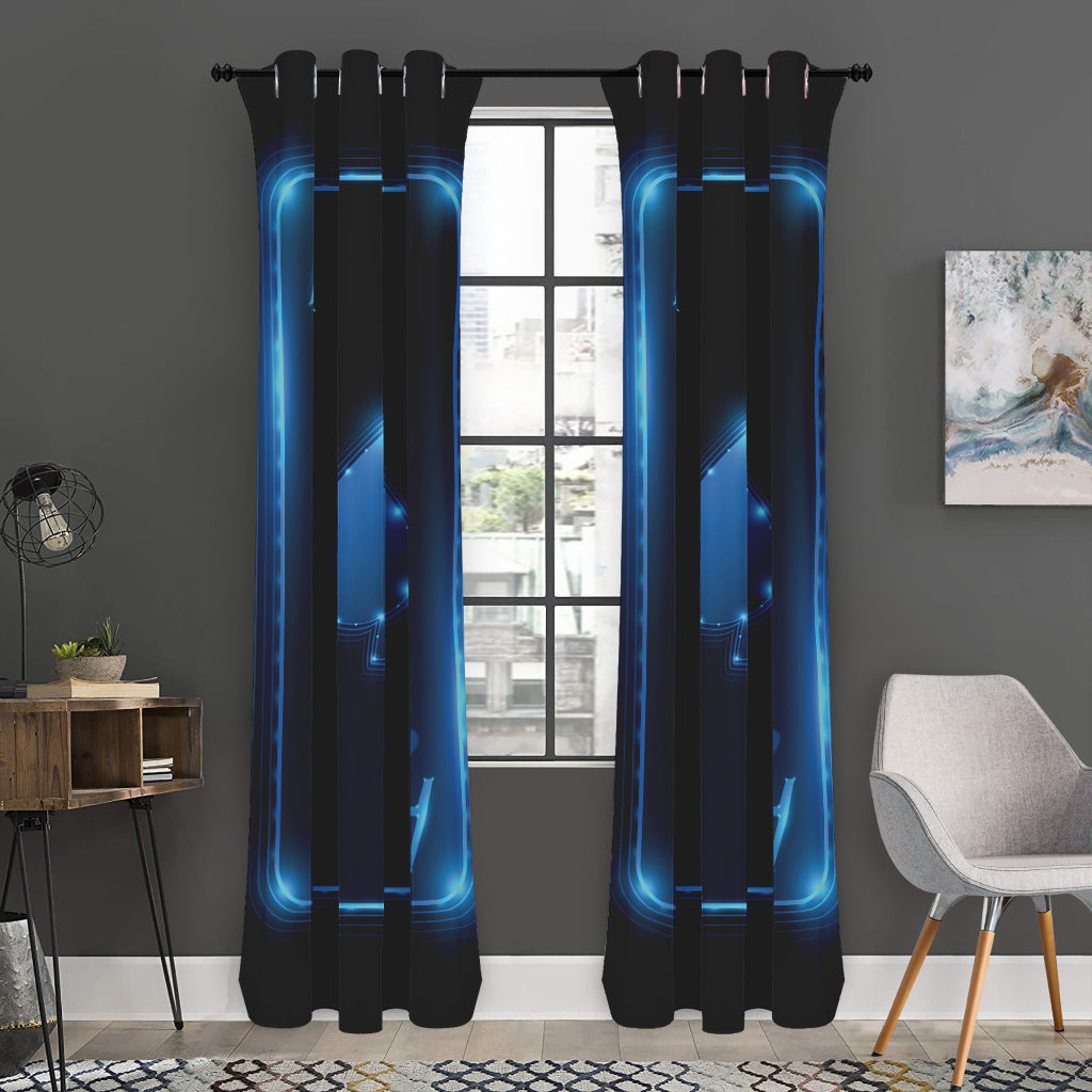 Blue Ace Card Print Curtain