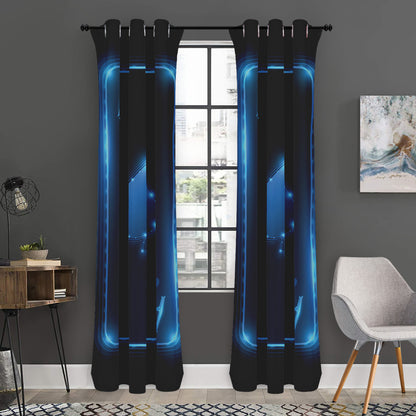 Blue Ace Card Print Curtain