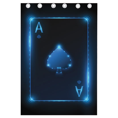 Blue Ace Card Print Curtain