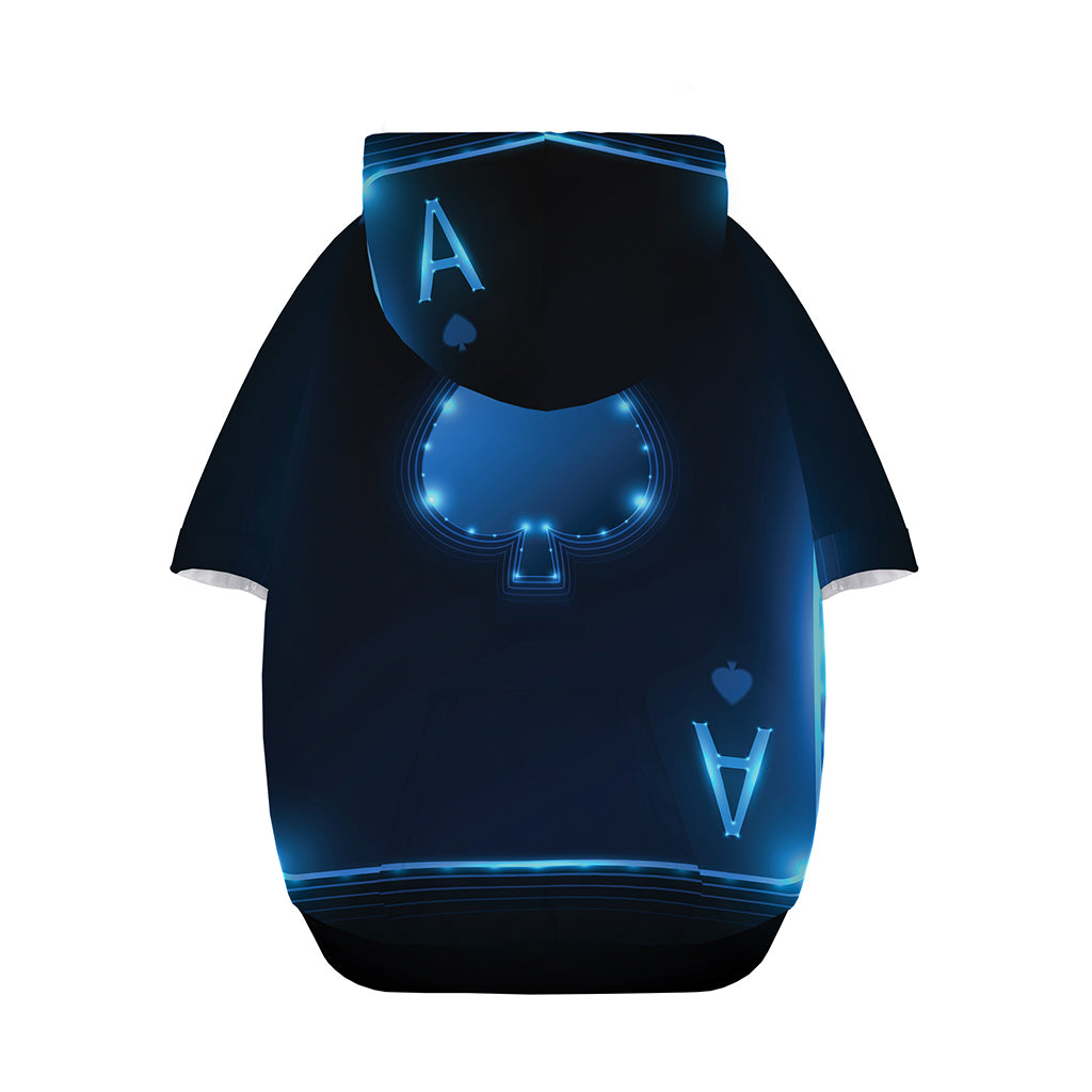 Blue Ace Card Print Dog Zip Up Hoodie