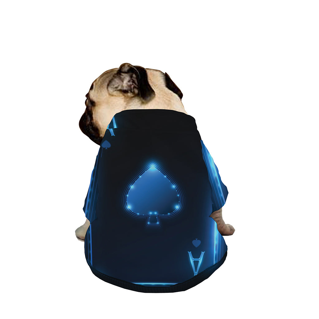 Blue Ace Card Print Dog Zip Up Jacket