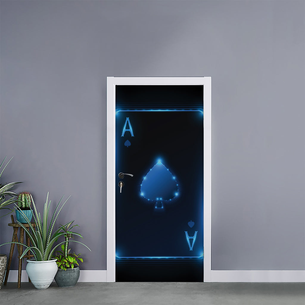 Blue Ace Card Print Door Sticker