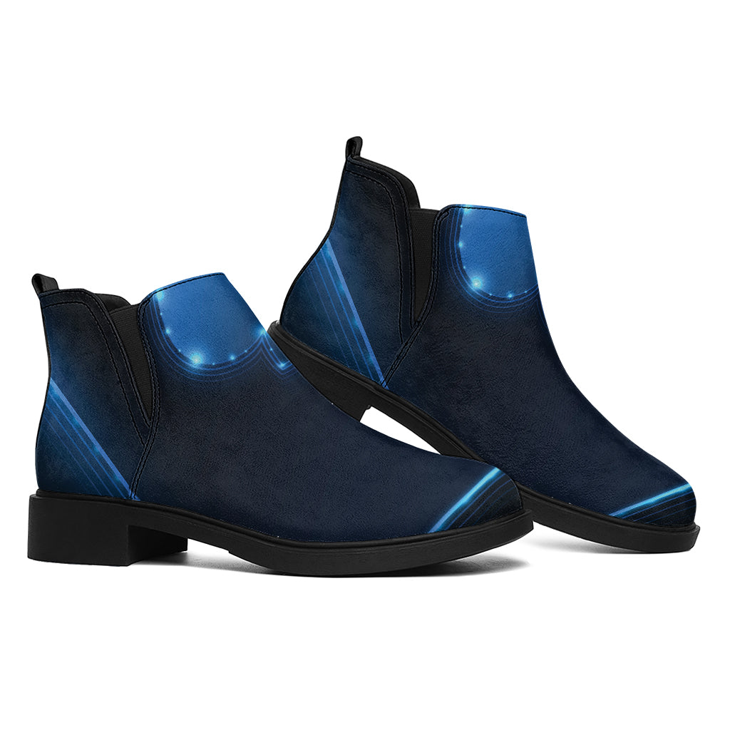 Blue Ace Card Print Flat Ankle Boots