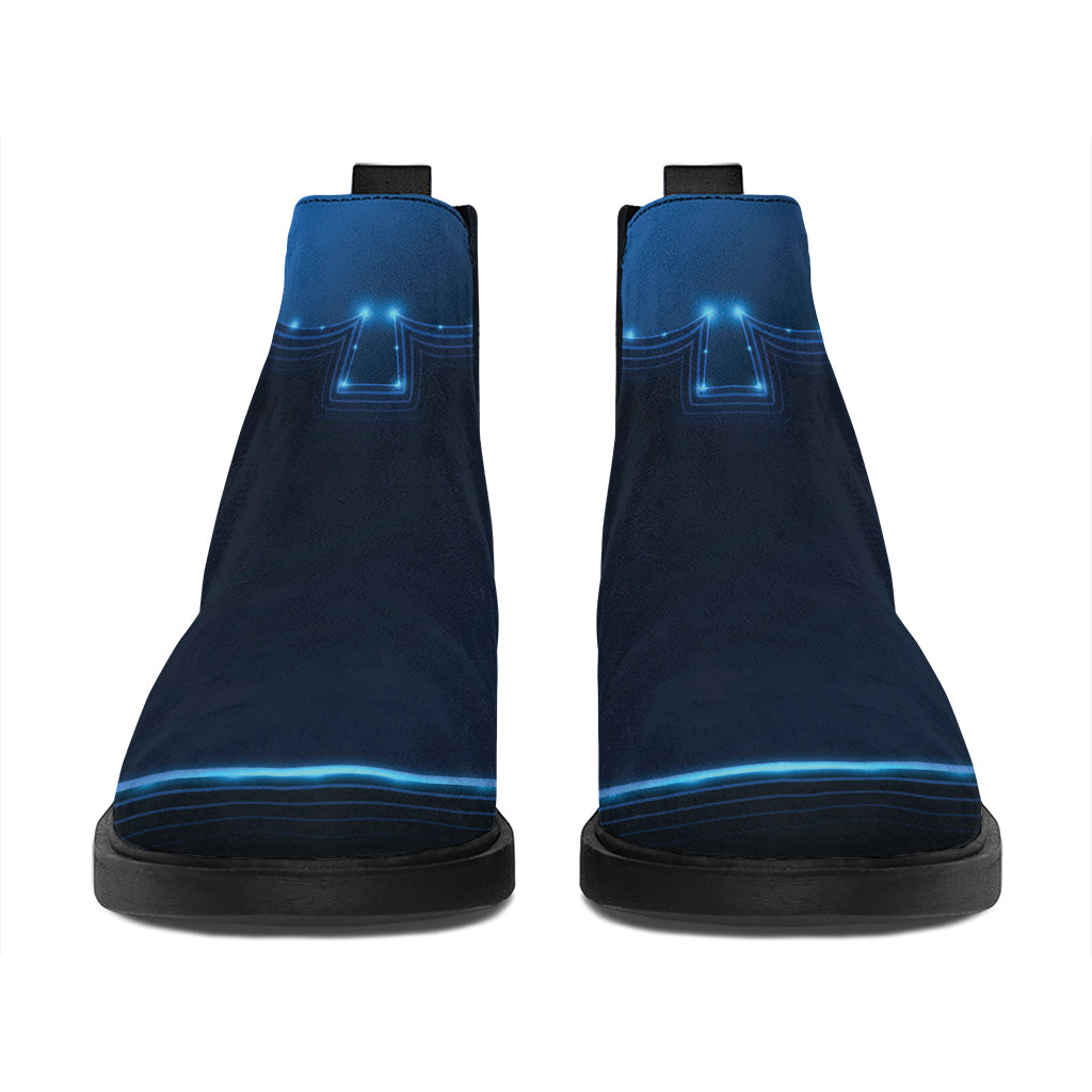 Blue Ace Card Print Flat Ankle Boots