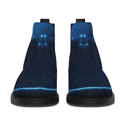 Blue Ace Card Print Flat Ankle Boots