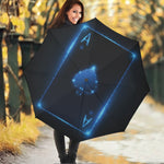 Blue Ace Card Print Foldable Umbrella