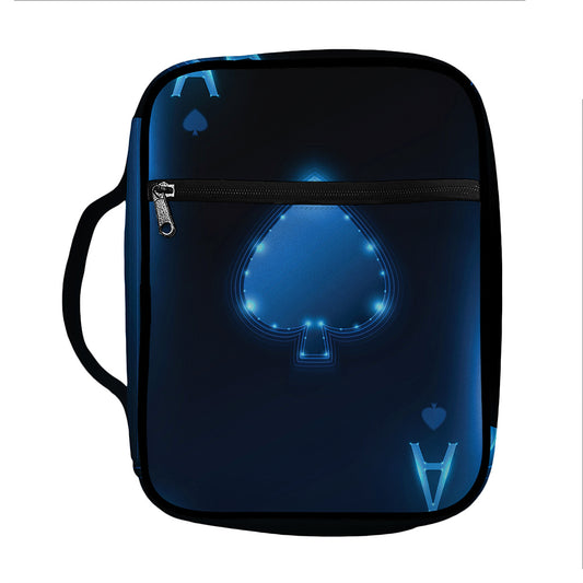 Blue Ace Card Print Front Pocket Bible Bag