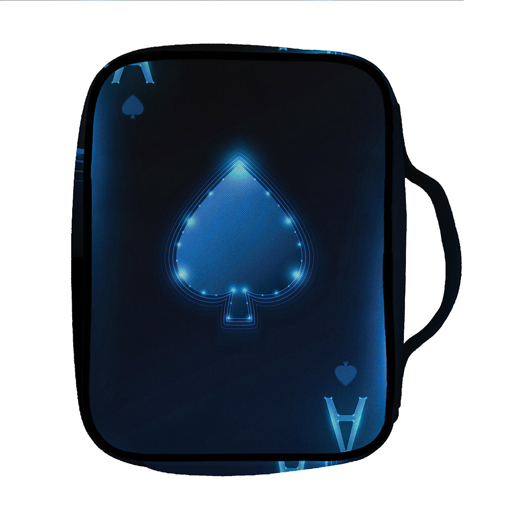 Blue Ace Card Print Front Pocket Bible Bag