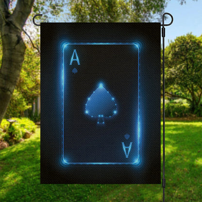 Blue Ace Card Print Garden Flag