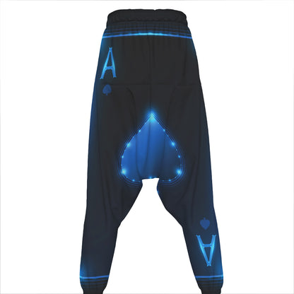 Blue Ace Card Print Hammer Pants