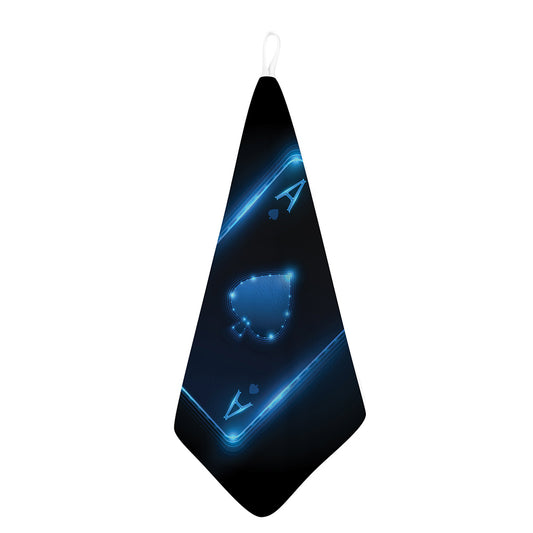 Blue Ace Card Print Hand Towel