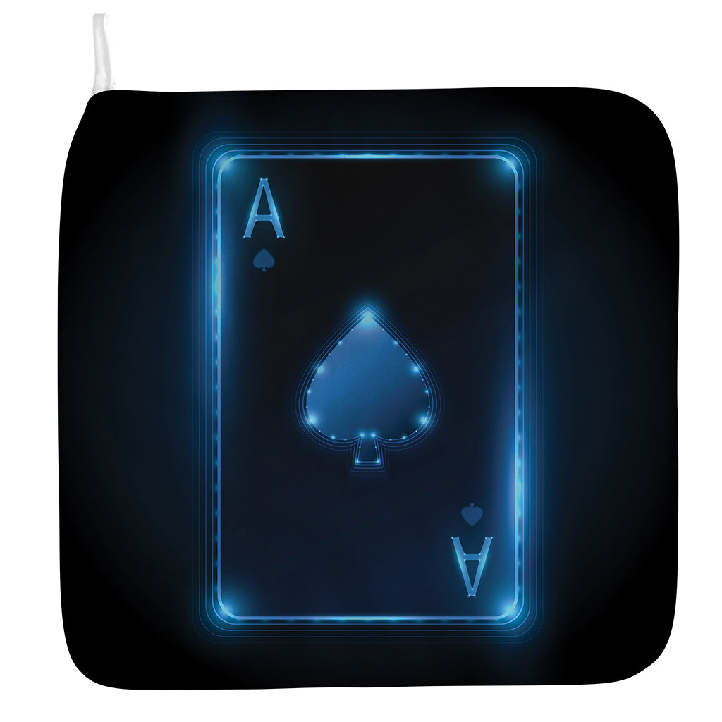 Blue Ace Card Print Hand Towel