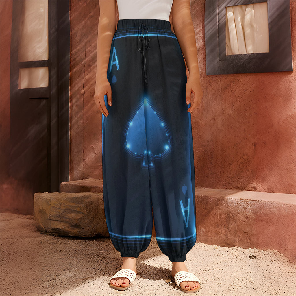 Blue Ace Card Print Harem Pants