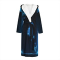 Blue Ace Card Print Hooded Bathrobe