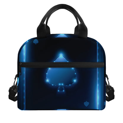 Blue Ace Card Print Insulated Lunch Bag