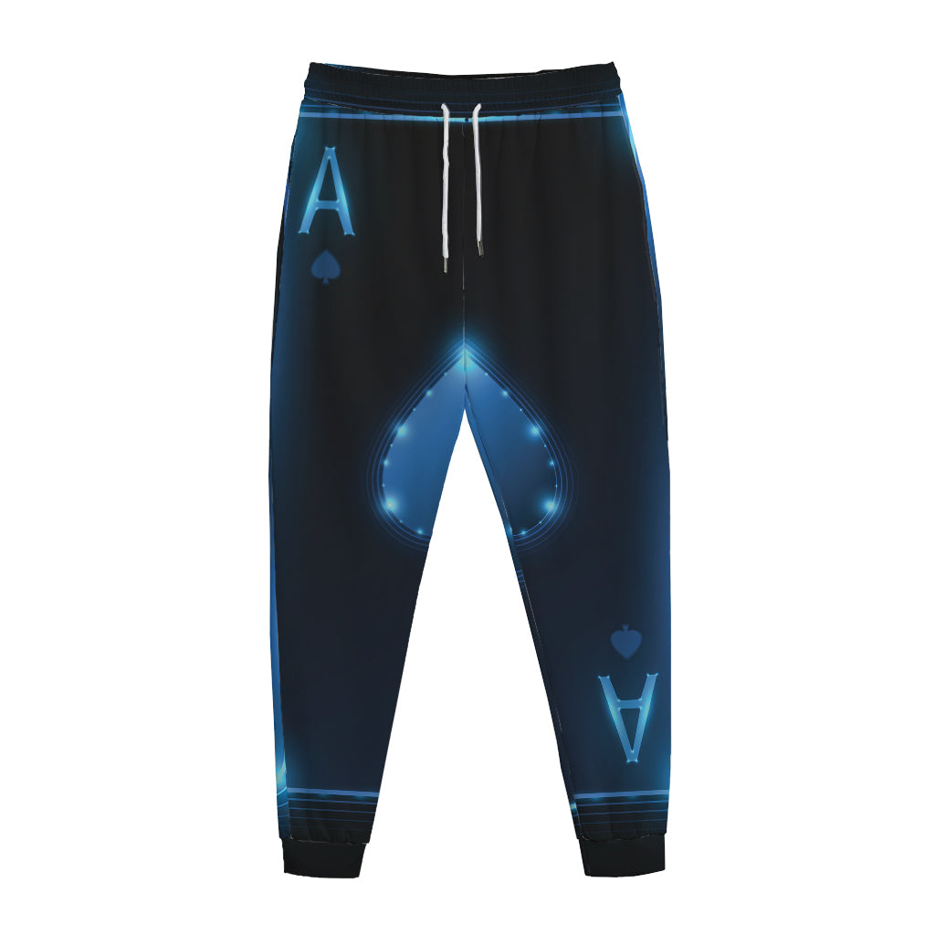 Blue Ace Card Print Jogger Pants