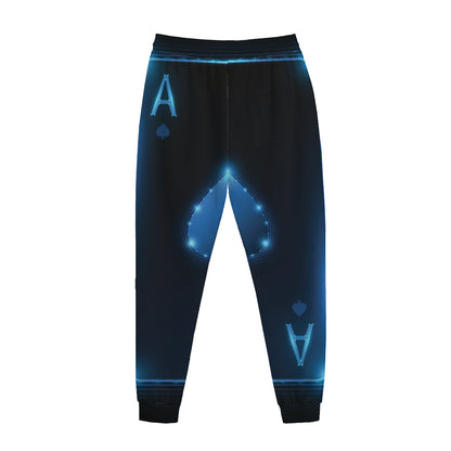 Blue Ace Card Print Jogger Pants