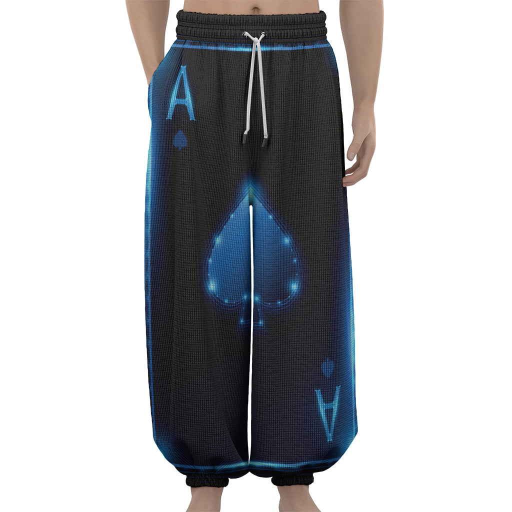 Blue Ace Card Print Lantern Pants