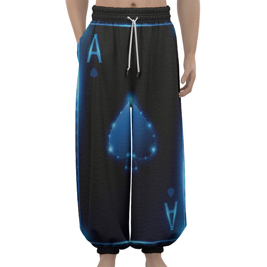 Blue Ace Card Print Lantern Pants