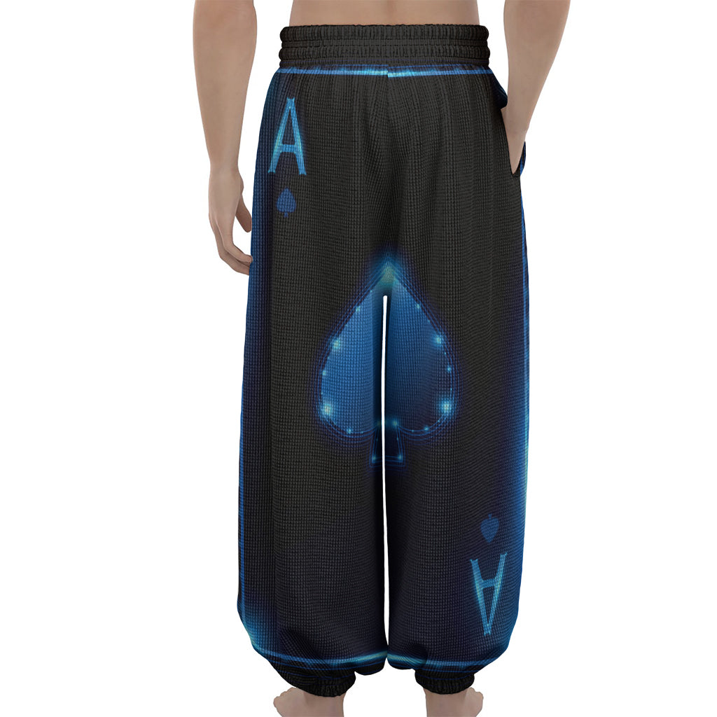 Blue Ace Card Print Lantern Pants